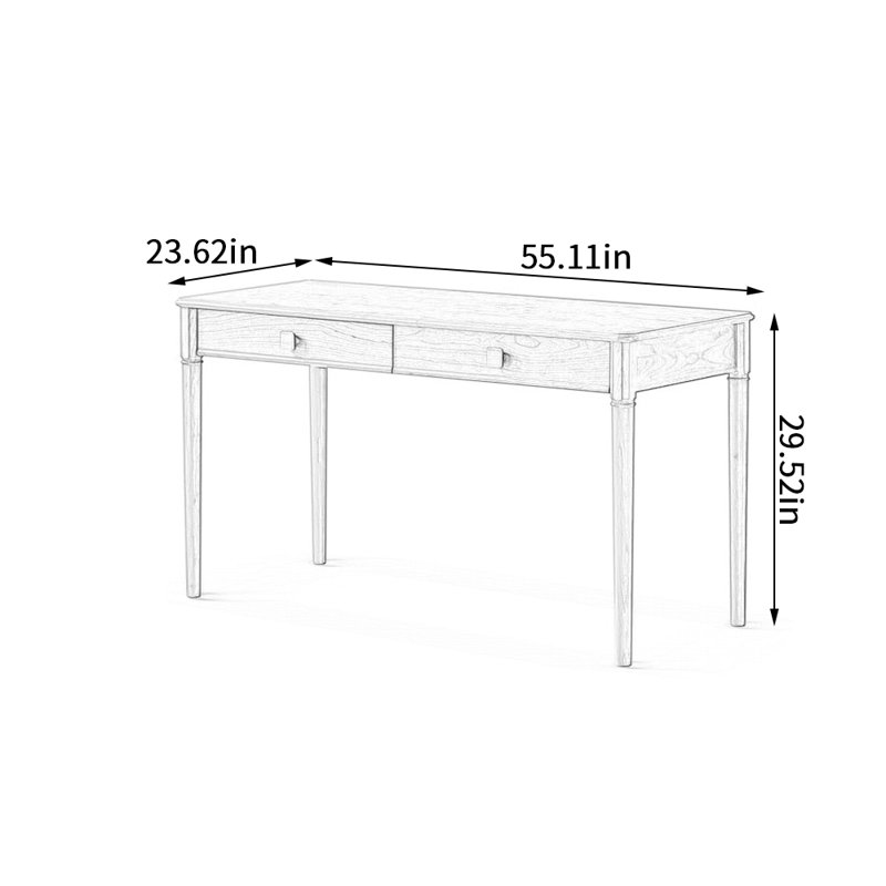 Solid Wood Desk,  29.52" H x 55.11" W x 23.62" D