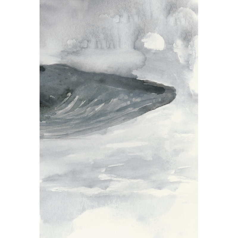 Blue Whale Triptych III 1 Piece Wrapped Canvas Painting, 122 cm H x 81 cm W, Black Floater Framed
