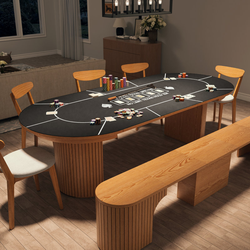 Table de salle à manger extensible en bois massif avec tapis de poker 45 po à 105 po Bachman