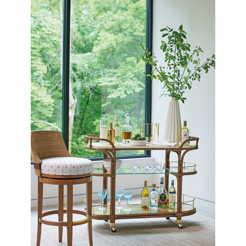 Sierra Tan Hickory & Rope Swivel Bar Stool with White Polka Dots