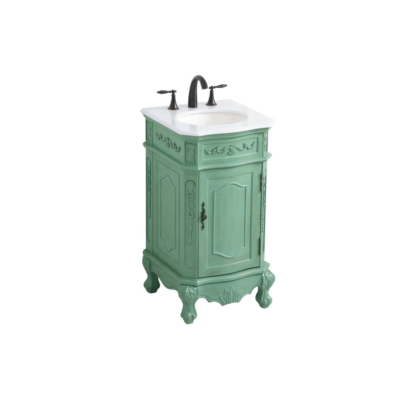 Ensemble de meuble-lavabo simple 19 po Lunette, Menthe rétro, Blanc ivoire