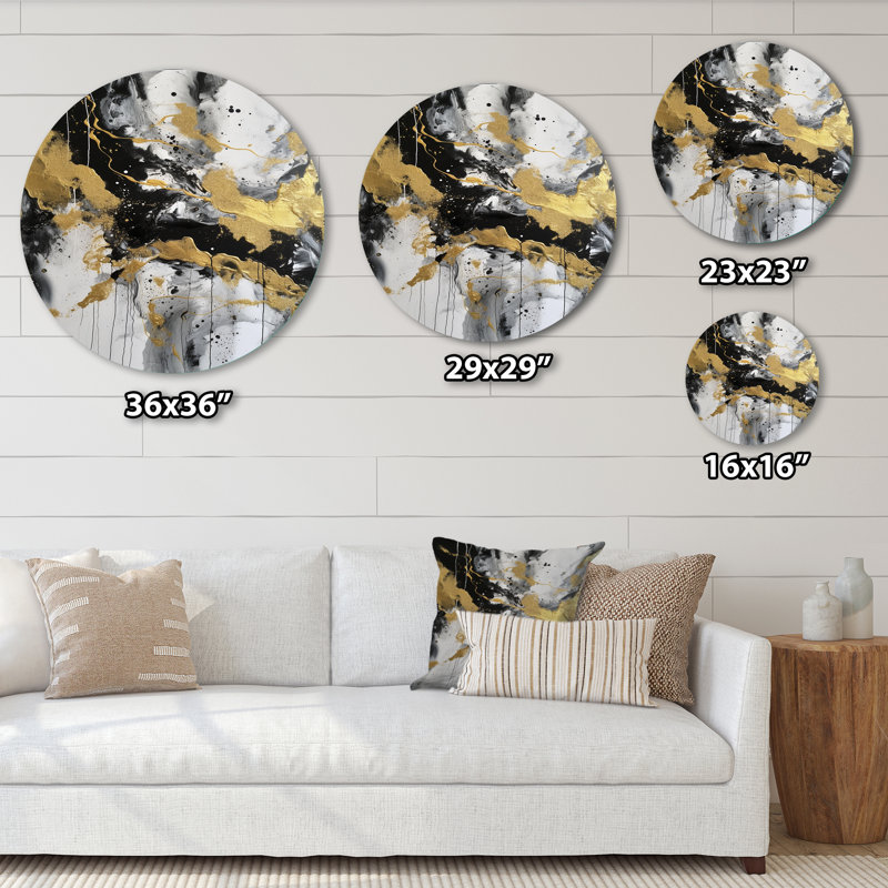 Everly - Art abstrait rond en métal, H 16 po x l 16 po 
