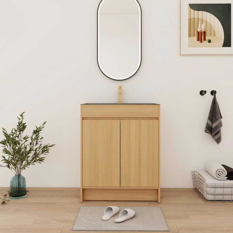 Meuble-lavabo simple 28 po avec lavabo et tablette en acier inoxydable