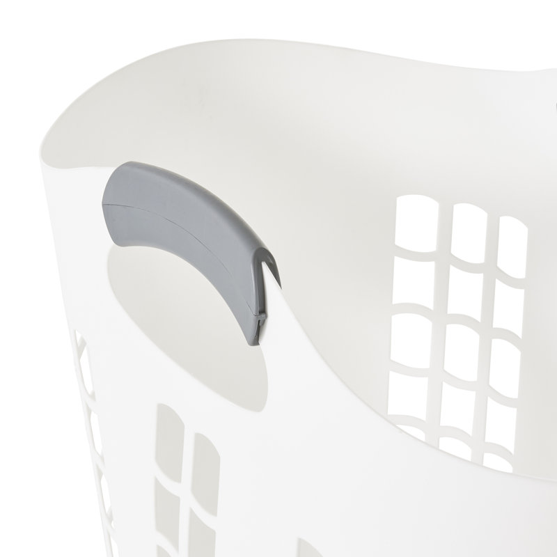 White Plastic Ventilated Upright Laundry Hamper with Handles