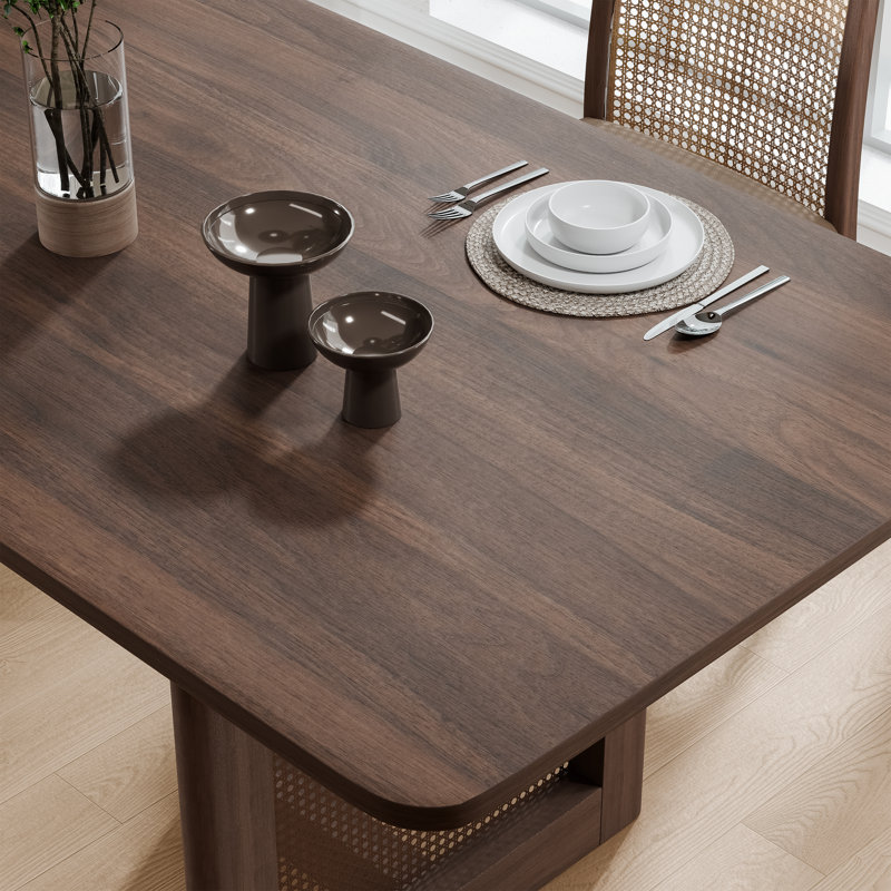 Andiel 33.5"W×30"H Wood Dining Table, Walnut, 30"H x 67"L x 33.5"W