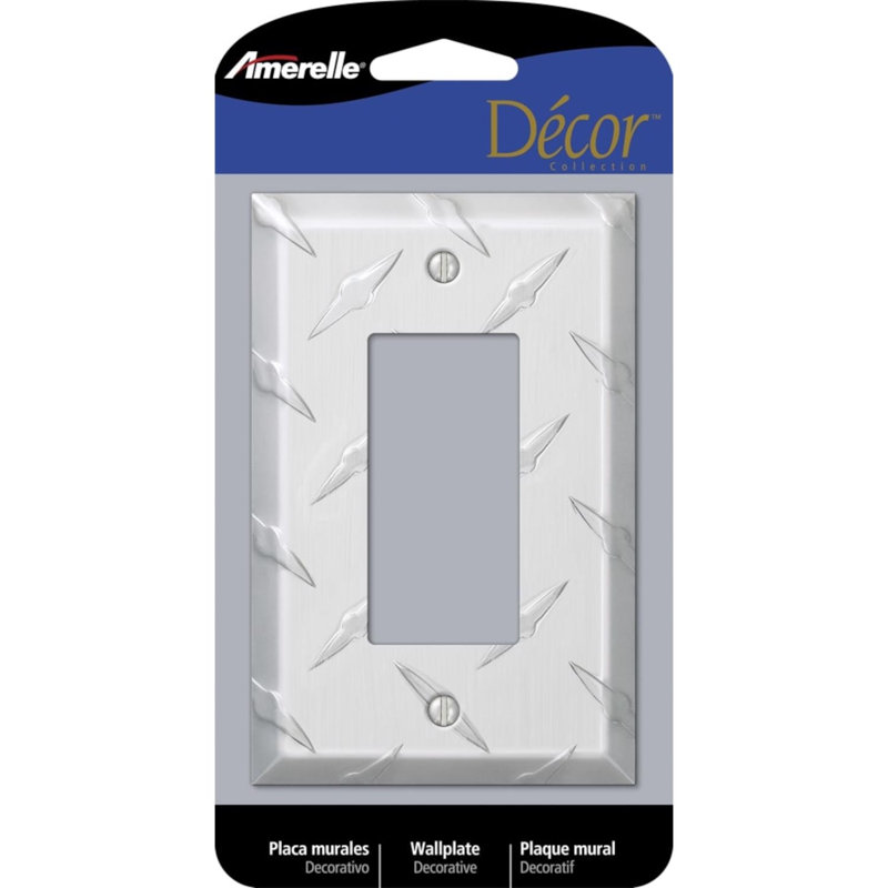 Amerelle Diamond Silver 1 gang Metal Decorator Wall Plate 1 pk