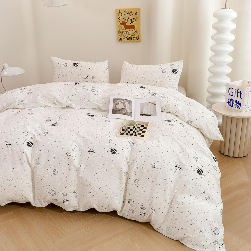 3 PCS Space Interstellar Duvet Cover Ultra Soft & Breathable Comforter Cover, Queen Duvet Cover + 2 Shams