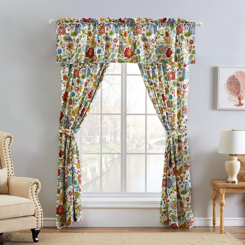 Astoria Floral Polyester Rod Pocket Valance, 84x19"