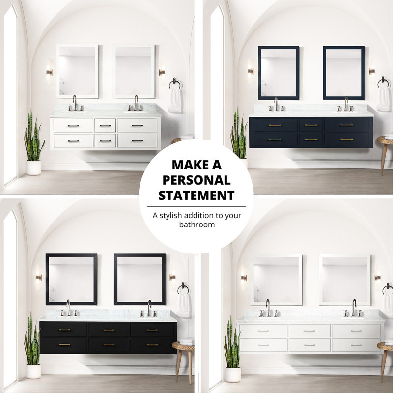 Meuble-lavabo l 72 po x P 22 po avec comptoir en marbre et robinet à fermeture douce, bois massif, lattes 72 po 22 doubles et cadre en bois