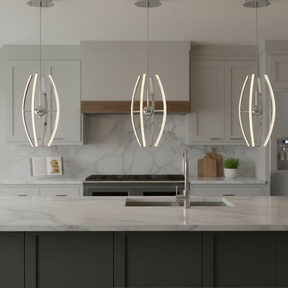 Deandre 4 - Light Chrome LED Unique/Statement Pendant Ivy Bronx