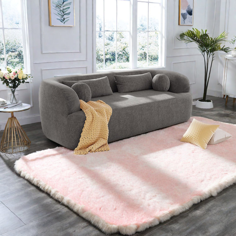 Canapés Cloud Comfort, revêtement en chenille grise, style moderne pour la maison