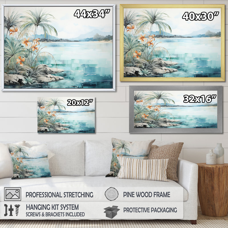 Erlich - Décoration murale plage et océan, Toile tendue, H 16 po x l 32 po x P 1 po