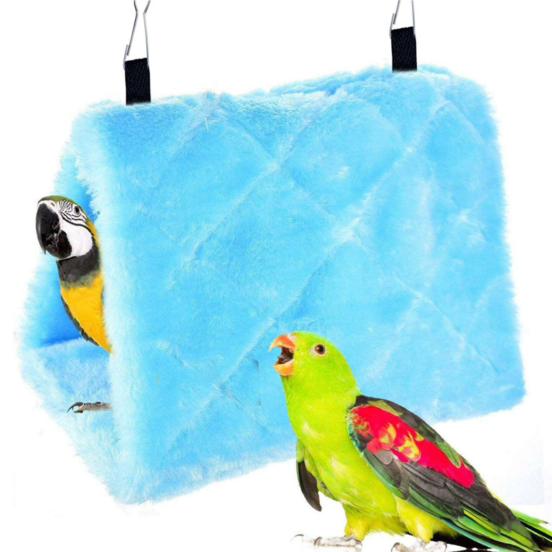 Maison de nid d'oiseaux d'hiver en peluche, Bleu