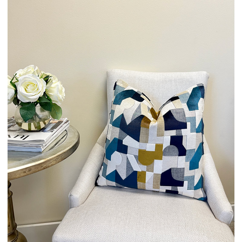 Housse de coussin Geodream, H 20 po x l 20 po, Bleu géométrique
