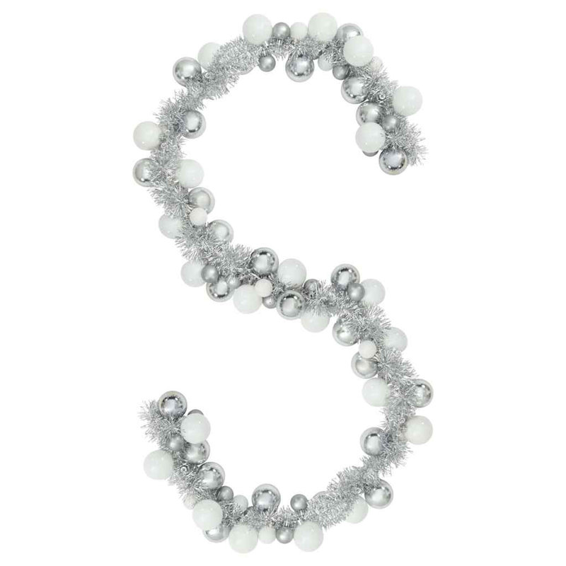 vidaXL Christmas Ball Garland 186 cm Polystyrene, White/Silver