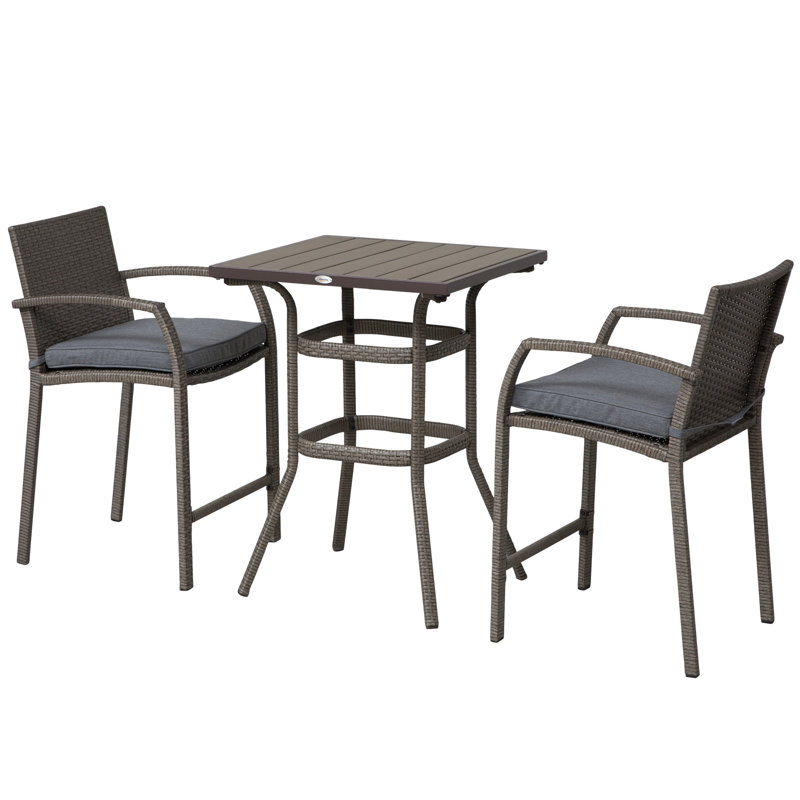 Secondino 2 - Person Patio Dining Set with Rectangular Table , Cushions Included, Gray