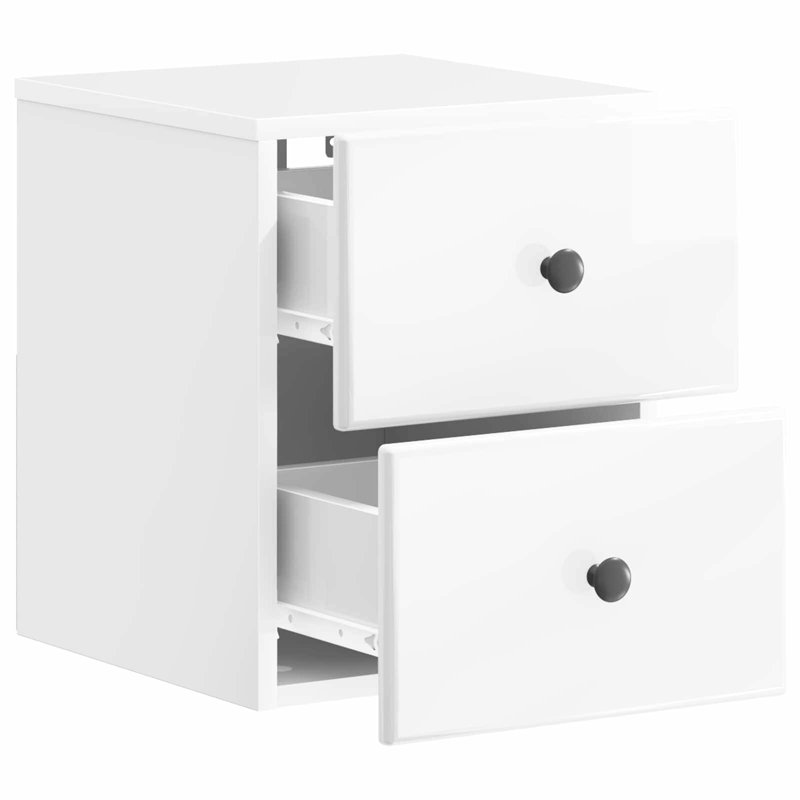 34.5cm W Manufactured Wood Bedside Table, High Gloss White