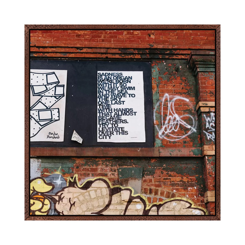 East Village Street VII 1 Piece Wall Art on Canvas, 93.98cm H x 93.98cm W x 3.81cm D, Classic Brown Wood Framed
