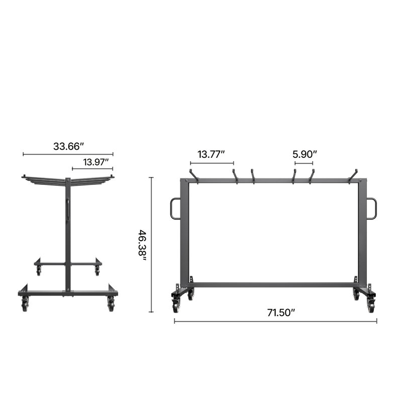 Chariot pliant pour 42 chaises ou 12 tables de 400 lb avec roues