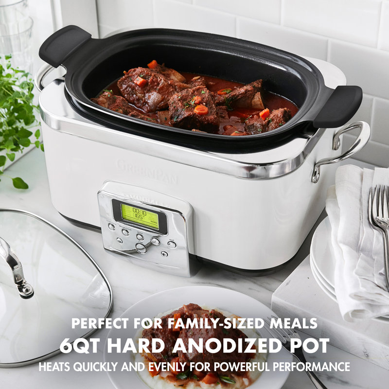 GreenPan Elite Ceramic Nonstick 6-Quart Slow Cooker, Cloud Cream
