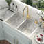 Évier de cuisine en acier inoxydable encastrable l 33 po x L 22 po, double cuve en acier inoxydable de calibre 16 avec grille d'évier, grille et support à enroulement 50/50-130071076