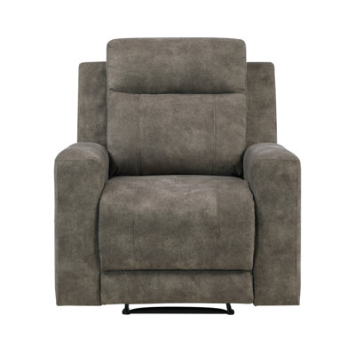 Diti Manual Pull Tab Reclining Chair, Brown Stain Resistant Microfiber
