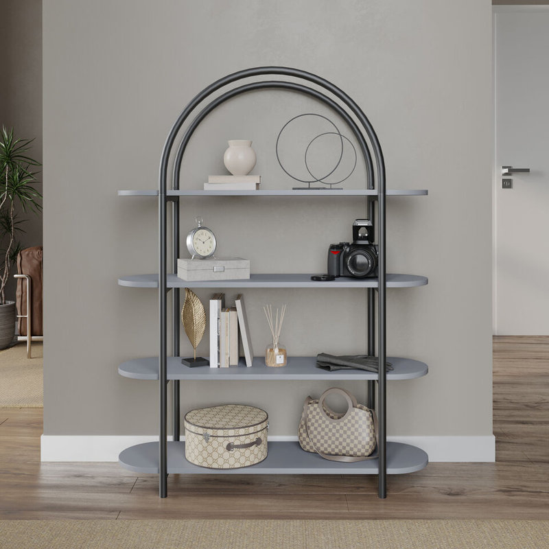 Amorie 46.4567cm H x 35.4331cm W Solid Wood Bookcase, Grey