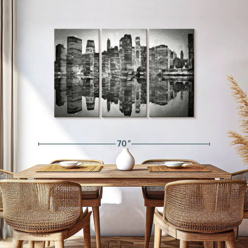Sireci Abstract Skyline BW, 36" H x 57" W