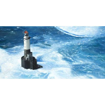 Unleashed waves on a lighthouse - 15.75"x31.50" Desk mat