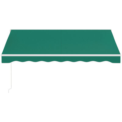 Outsunny 118.1'' W x 59'' Polyester Green Cover Motorized Retractable Patio Awning