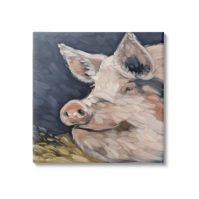 «Sourire de cochon souriant» par G. Designs - peinture sur toile tendue
