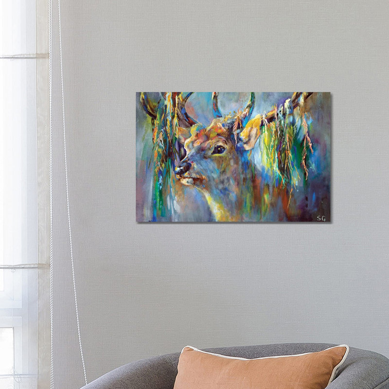 Silver Stag by Sue Gardner - Painting on Canvas, 66.04 cm H x 45.72 cm W x 1.91 cm D, Wrapped Canvas