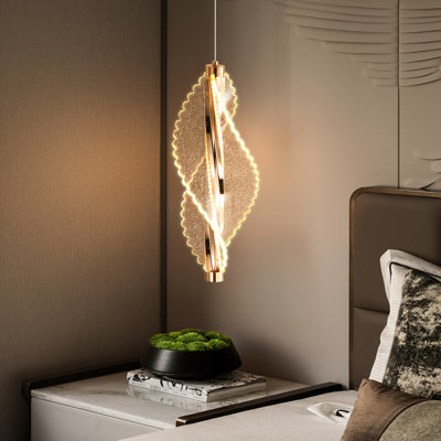 1-Light Modern Acrylic Dimmable Chandelier Gold