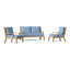 Hadley Outdoor 3 - Piece Teak Conversation Set-547875439-624906732