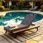Chaise longue d'extérieur en fer 76,8 po x 37,5 po x 34,0 po noir - bois d'acacia de qualité supérieure