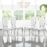 Modern Dining Chair Set, Oval Backrest Faux Leather Upholstery And Polished Stainless Steel Legs