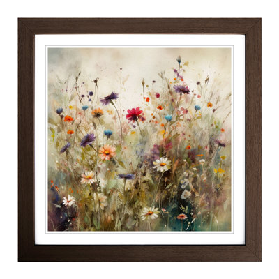 Meadow Floral Art - Single Picture Frame Print on Wood