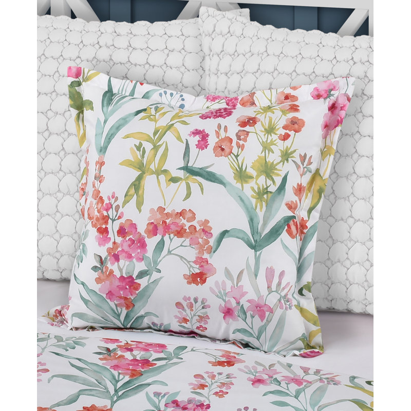 Tahlia 18" Square Pink Floral Polyester Throw Pillow