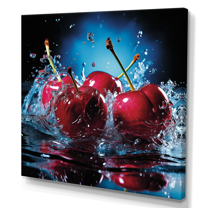 Cherry Eclipse 2 - Art mural cerise, Toile tendue, H 16 po x l 16 po x P 1 po