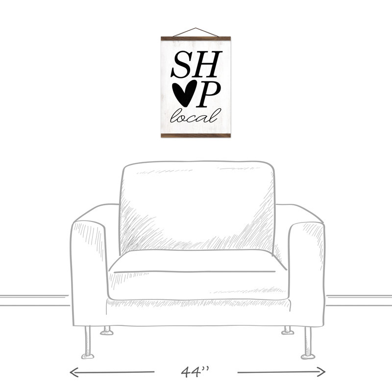 « shop local »-reproduction d’art textuel sur toile, Unframed Canvas, H 16 po x l 12 po x P 1 po
