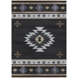 Bilyeu Southwestern Machine Woven Polyester Indoor / Outdoor Area Rug in Black/Blue/White