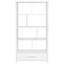 Étagère à 4 tablettes blanche ultrabrillante pour livres avec verre courbé et compartiment inférieur, zones de vie principales convenables comme paravent, tiroir de rangement supérieur de bibliothèque de 35,5 pouces de largeur, paravent utilisé-120652779