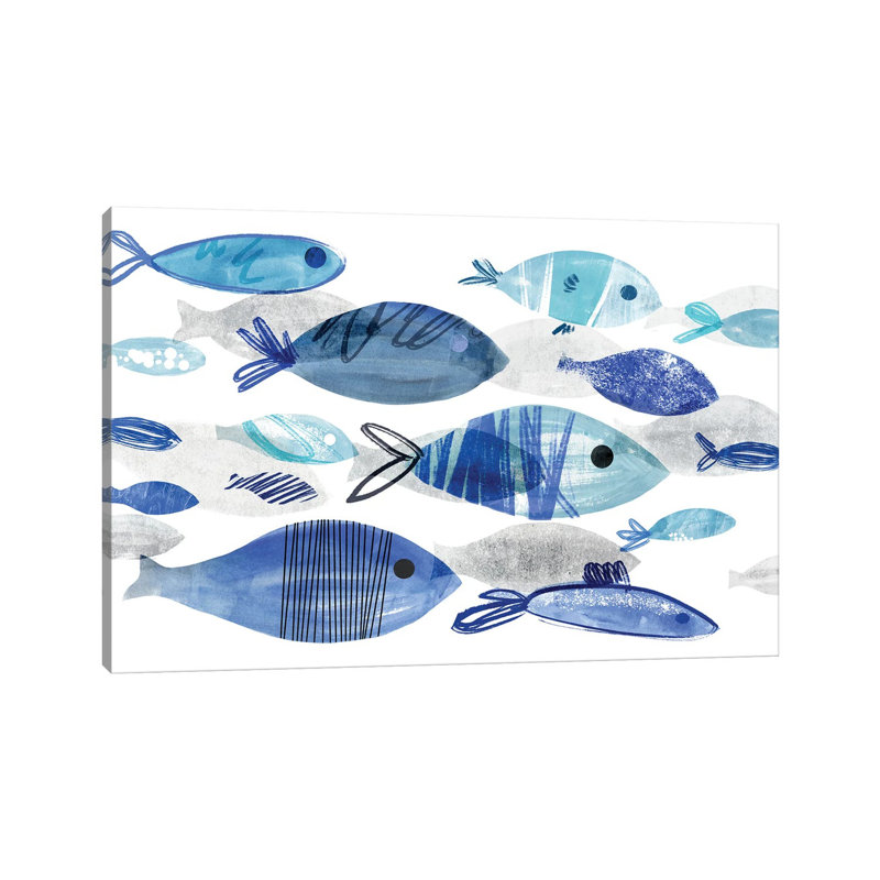 Fish Parade I by - Toile tendue, H 26 po x l 40 po x 1,5 po