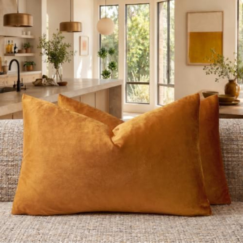 Orange Pillow Covers 12x20 Decorative Pillows Pack of 2