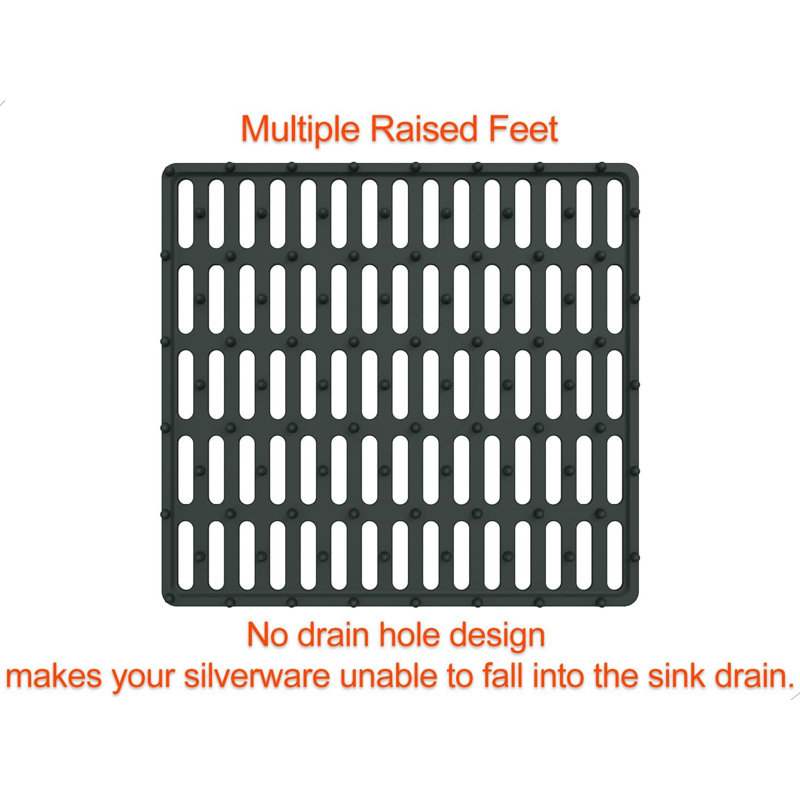 Kitchen Sink Mat, Sink Protector, Silicone Mat, Heat Resistant, No Smell, Raised Feet, 12.2” x 11.34