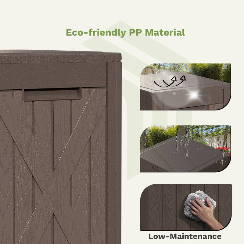 Brown Resin Lockable Deck Box with Steel Frame, 48-Gallon