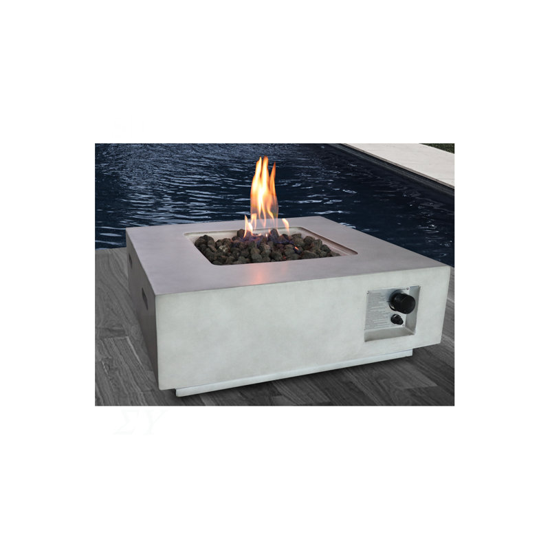 Fiber Reinforced Concrete Propane Gas Fire Pit table, Gray