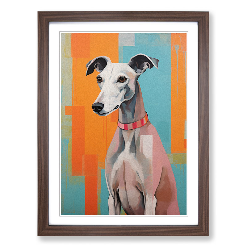 Whippet Colour Field No.3 - Framed Print, Walnut, 64cm H x 46cm W x 2cm D