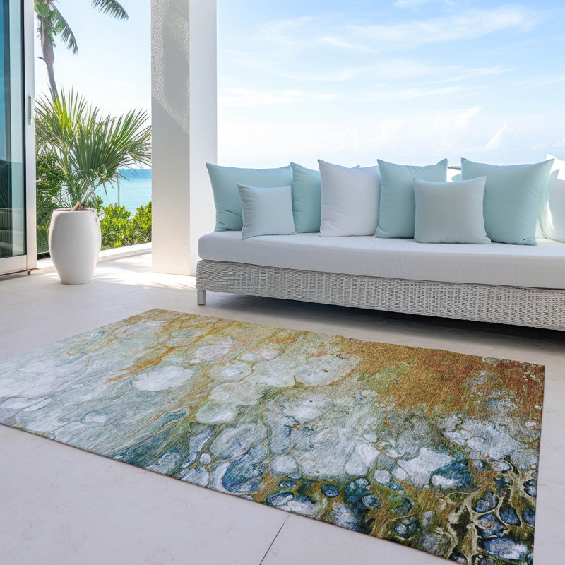 Kashava Orange Washable Indoor-Outdoor Rug - LOOMLAN, 2'6" x 3'10"