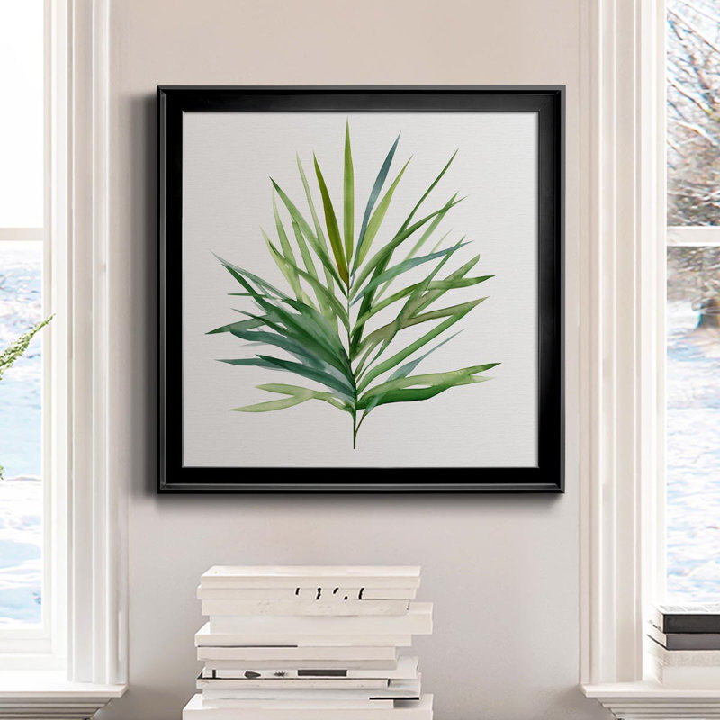Palmier I - peinture sur toile encadrée, H 26,5 po x l 26,5 po x P 1,5 po, Noir